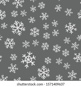 Snowflakes seamless pattern. Christmas season snow texture background.