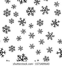 Snowflakes seamless pattern. Christmas season snow texture background.