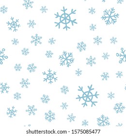 Snowflakes seamless pattern. Christmas season snow texture background.