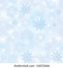 Snowflakes seamless pattern, christmas snow background.