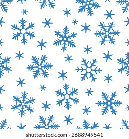 Patrón sin costuras de copos de nieve. textura de Navidad para tela, envoltura, Fondo de pantalla. Estampado decorativo. Ilustración vectorial