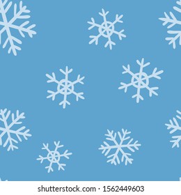 Snowflakes seamless pattern. Christmas and winter snow texture background.