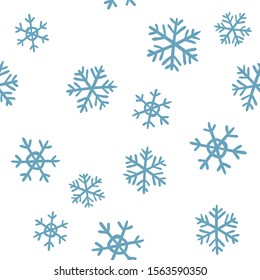Snowflakes seamless pattern. Christmas and winter snow texture background.