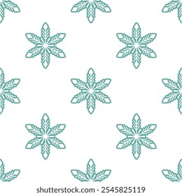 Snowflakes seamless pattern. Christmas winter background. Seasonal illustration, flat design. Vector isolated on white Christmas or New Year background.