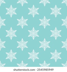 Snowflakes seamless pattern, detailed hand drawn vector line illustration. Graphic outline doodle drawing. Christmas and New Year background for frosty winter design, gift wrapping, packaging, textile