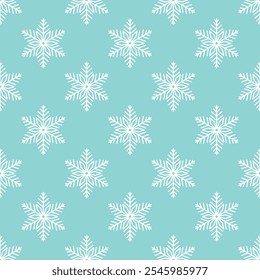 Snowflakes seamless pattern, detailed hand drawn vector line illustration. Graphic outline doodle drawing. Christmas and New Year background for frosty winter design, gift wrapping, packaging, textile