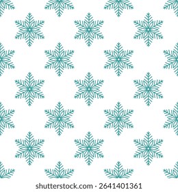 Snowflakes seamless pattern, detailed hand drawn vector line illustration. Graphic outline doodle drawing. Christmas and New Year background for frosty winter design, gift wrapping, packaging, textile