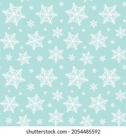 Snowflakes seamless pattern. Festive New Year and Christmas design of cards, packaging, textiles. Vector stock illustration. 
