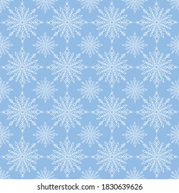 Snowflakes seamless pattern. Flat style. Vector illustration.