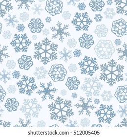 Snowflakes Seamless Pattern. Great for Christmas projects, wrapping paper, backgrounds or printed on fabric or textile.