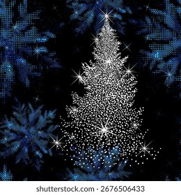 Snowflakes seamless pattern, hand drawing. Not AI, Vector illustration,