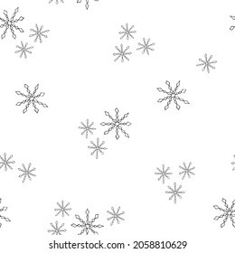 snowflakes seamless pattern hand drawn minimalistic christmas background. doodle, vector, scandinavian, nordic. wallpaper, wrapping paper textiles