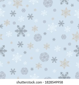 Copos de nieve sin fisuras en colores claros para diseño, cubiertas, impresiones.