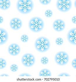 Snowflakes seamless pattern. Merry Christmas and Happy New Year. Illustration on white background.