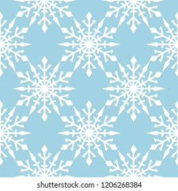 Snowflakes. Seamless pattern. Navy blue and white winter ornament. Background for textile and wallpapers