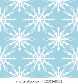 Snowflakes. Seamless pattern. Navy blue and white winter ornament. Background for textile and wallpapers