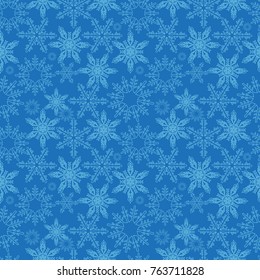 Snowflakes seamless pattern. New Years snow endless background, winter repeating texture. Christmas backdrop. Vector illustration
