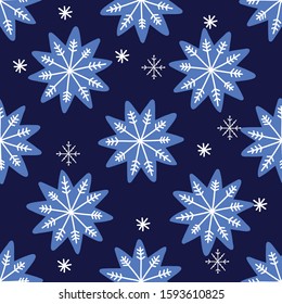 Snowflakes seamless pattern, nursery background.
