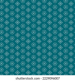 Schneeflocken nahtloses Muster auf blauem Hintergrund. Handgezeichneter Winter-Wiederholungshintergrund. Weihnachten, Schneeflocken im Neujahr, Vektordesign für Gewebe, Textilien, Papier, Umhüllung