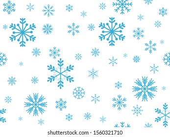 Snowflakes seamless pattern on white background.