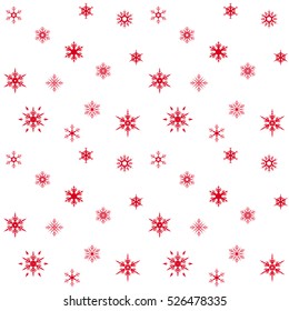 Snowflakes seamless pattern on white. Winter festive background. Vector wallpaper.