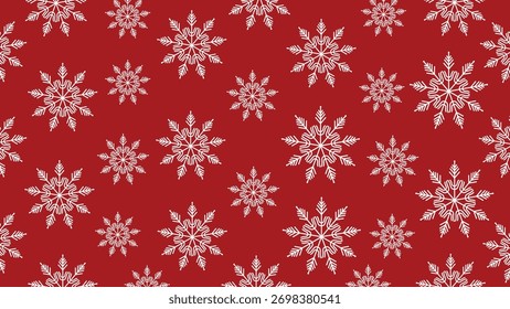 Flocos de neve padrão sem costura fundo de vetor de Natal vermelho, branco feriado repetir textura.