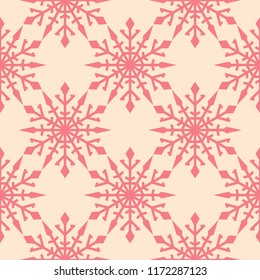 Snowflakes. Seamless pattern. Red winter ornament. Background for textile and wallpapers
