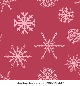 Snowflakes. Seamless pattern. Red winter ornament. Background for textile and wallpapers