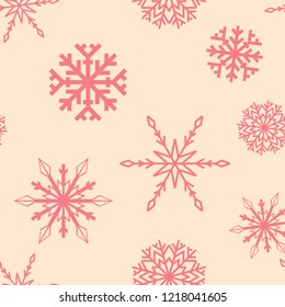Snowflakes. Seamless pattern. Red winter ornament. Background for textile and wallpapers