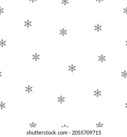 Snowflakes seamless pattern. Small black snowflakes on white background. Background for winter design. Vector illustration