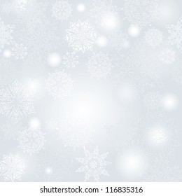 Snowflakes Seamless Pattern, Snow Blurred Christmas Background.