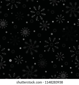 Snowflakes seamless pattern. Snow falls background. Symbol winter, Merry Christmas holiday, Happy New Year celebration Vector illustration