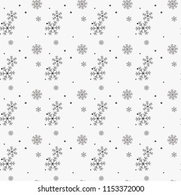 Snowflakes seamless pattern. Snow falls background. Symbol winter, Merry Christmas holiday, Happy New Year celebration Vector illustration