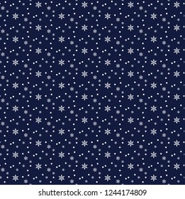 Snowflakes seamless pattern. Snow falls background. Vector illustration