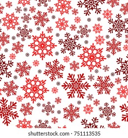 Snowflakes seamless pattern. Snow falls background. Symbol winter, Merry Christmas holiday, Happy New Year celebration Vector illustration