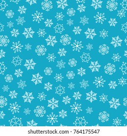 Snowflakes seamless pattern. Snow falls background. Symbol winter, Merry Christmas holiday, Happy New Year celebration Vector illustration