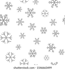 Snowflakes seamless pattern. Snow winter holidays background texture. Christmas elements.