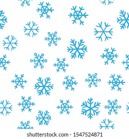 Snowflakes seamless pattern. Snow winter holidays background texture. Christmas elements.