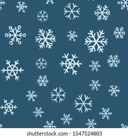 Snowflakes seamless pattern. Snow winter holidays background texture. Christmas elements.