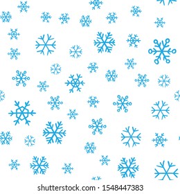 Snowflakes seamless pattern. Snow winter holidays background texture. Christmas elements.