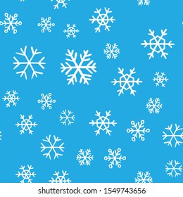Snowflakes seamless pattern. Snow winter holidays background texture. Christmas elements.