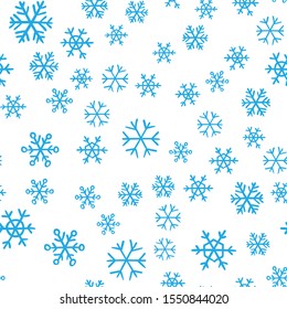 Snowflakes seamless pattern. Snow winter holidays background texture. Christmas elements.