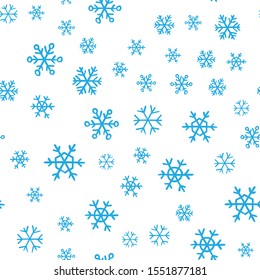 Snowflakes seamless pattern. Snow winter holidays background texture. Christmas elements.