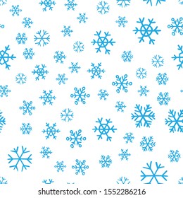 Snowflakes seamless pattern. Snow winter holidays background texture. Christmas elements.
