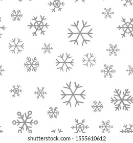 Snowflakes seamless pattern. Snow winter holidays background texture. Christmas elements.