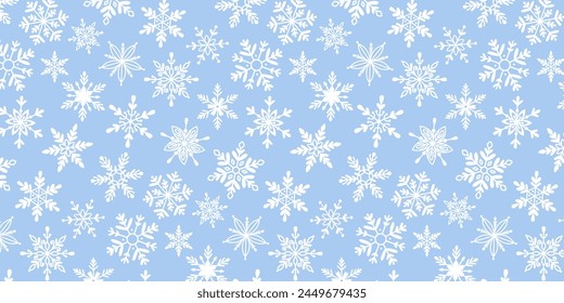 Snowflakes seamless pattern. Trendy vector illustration for gift boxes, cover, design, wrapping paper, textile print. Winter celebration concept.