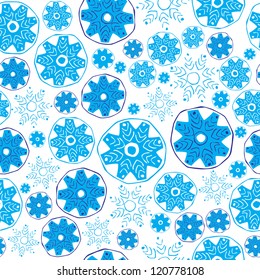 Snowflakes seamless pattern, vector background.