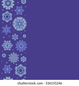 Snowflakes seamless pattern with watercolor effect. Abstract seamless snowflakes design. Vector seamless background. Textile print for bed linen, jacket, package design, fabric and fashion concepts.