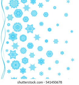 Snowflakes seamless pattern with watercolor effect. Vector seamless background. Textile print for bed linen, jacket, package design, fabric and fashion concepts. Abstract seamless snowflakes design.