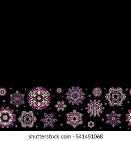 Snowflakes seamless pattern with watercolor effect. Abstract seamless snowflakes design. Vector seamless background. Textile print for bed linen, jacket, package design, fabric and fashion concepts.